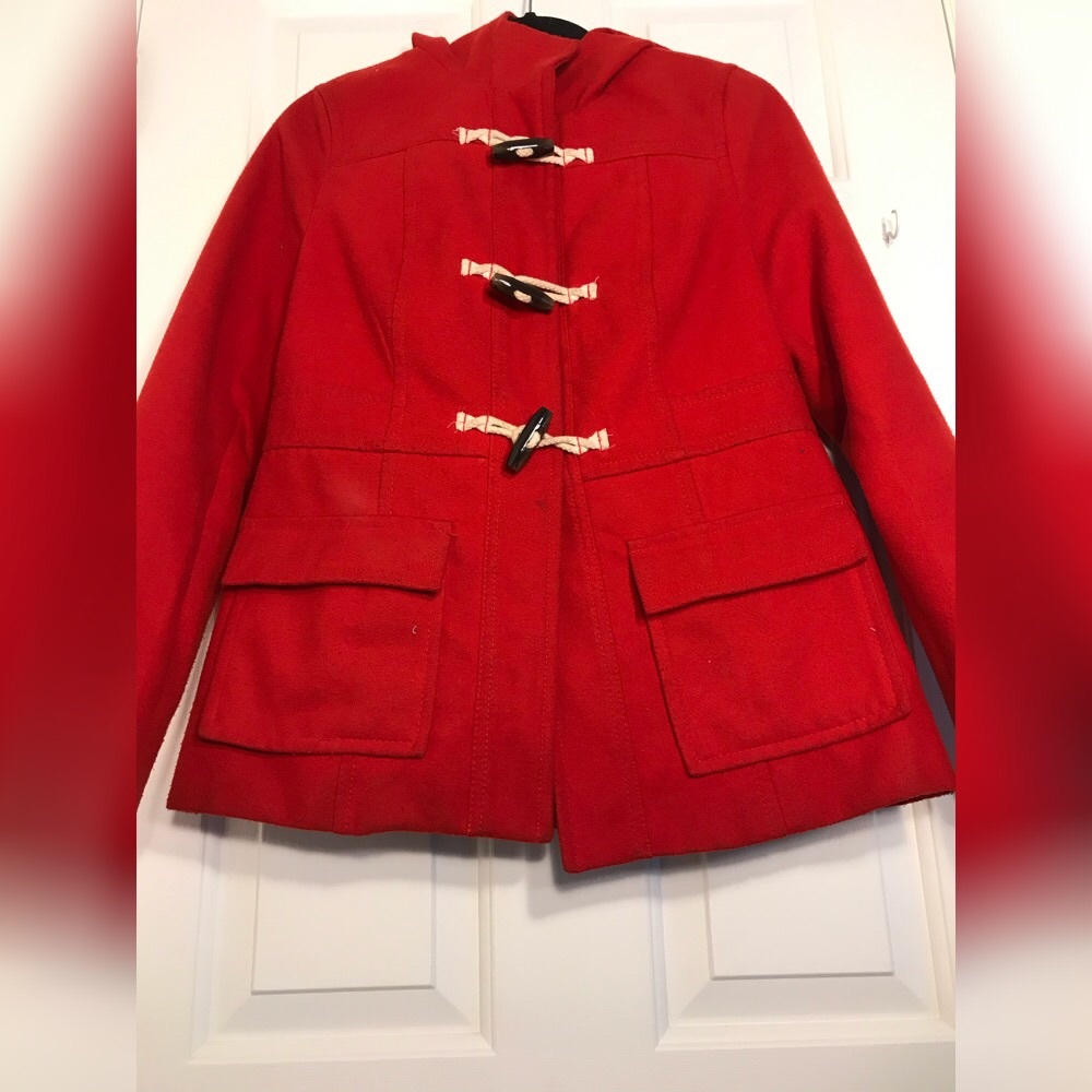 Red duffle jacket